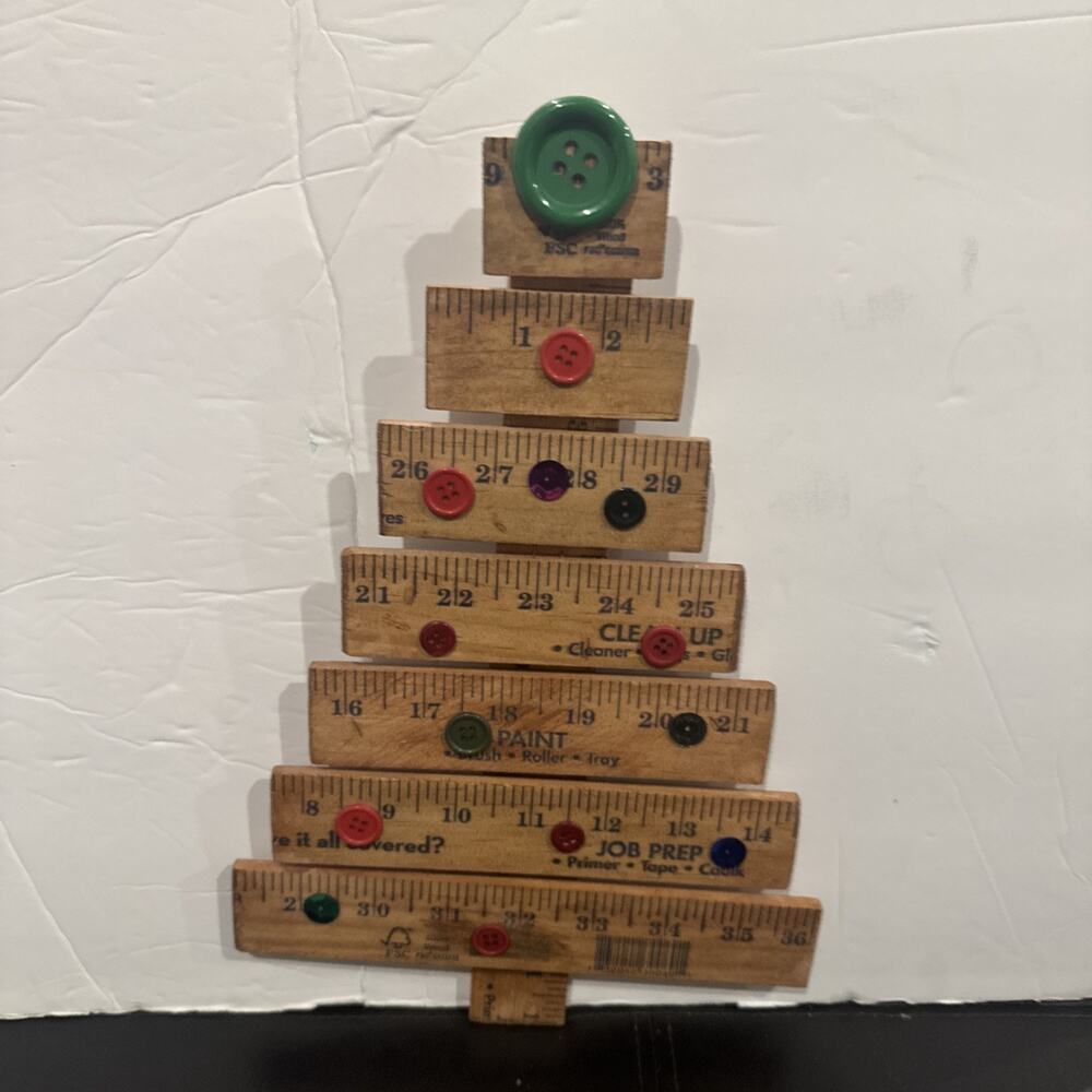 Handmade Christmas Tree Made From Yardsticks Rustic Wooden Holiday Decor Unique